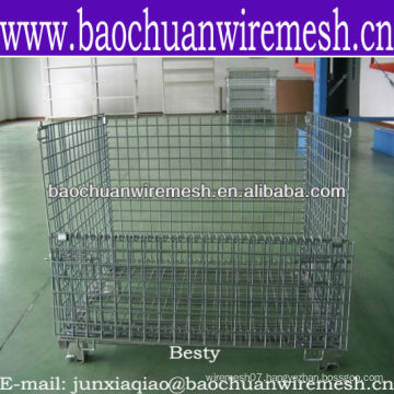 Collapsible wire mesh container with semi-open structure(factory price)